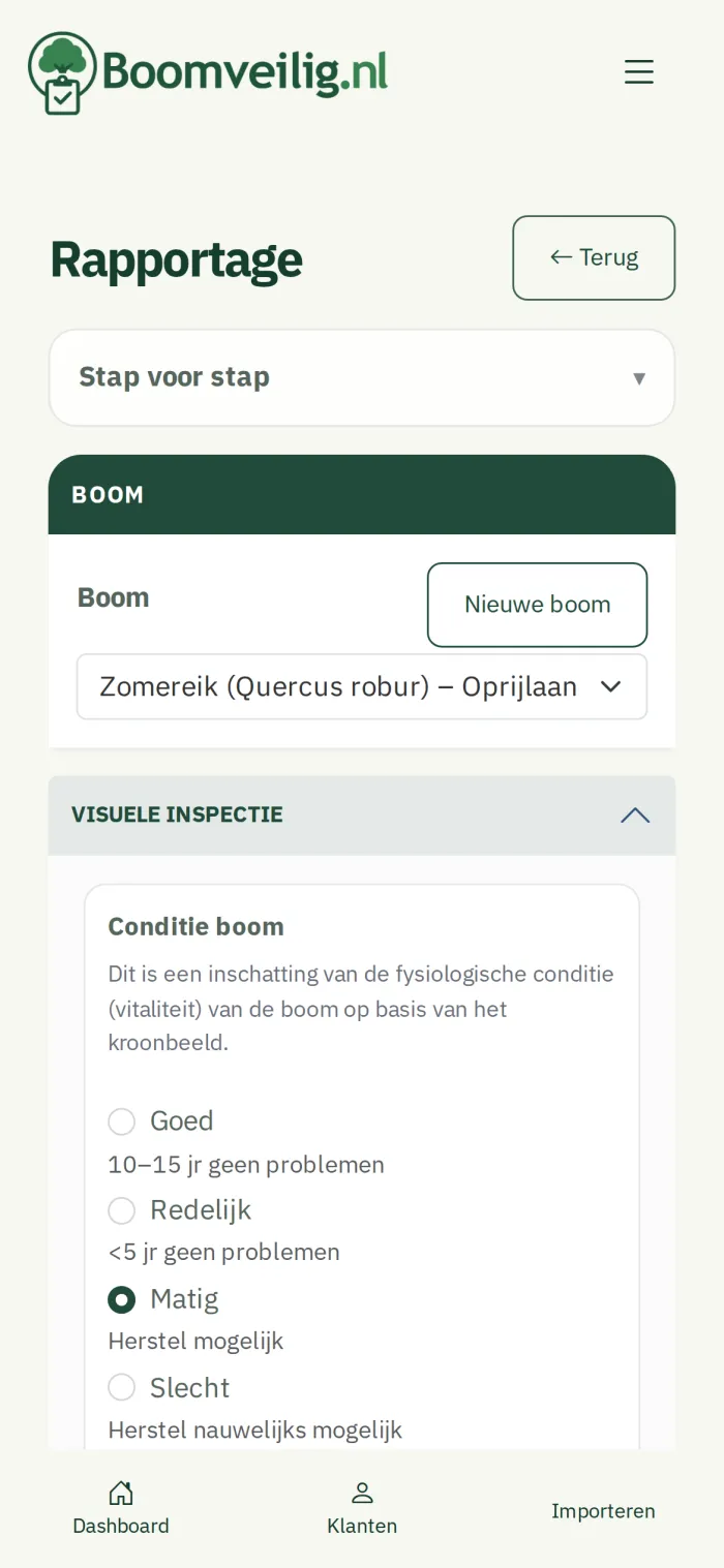 Filling in a tree report on a phone