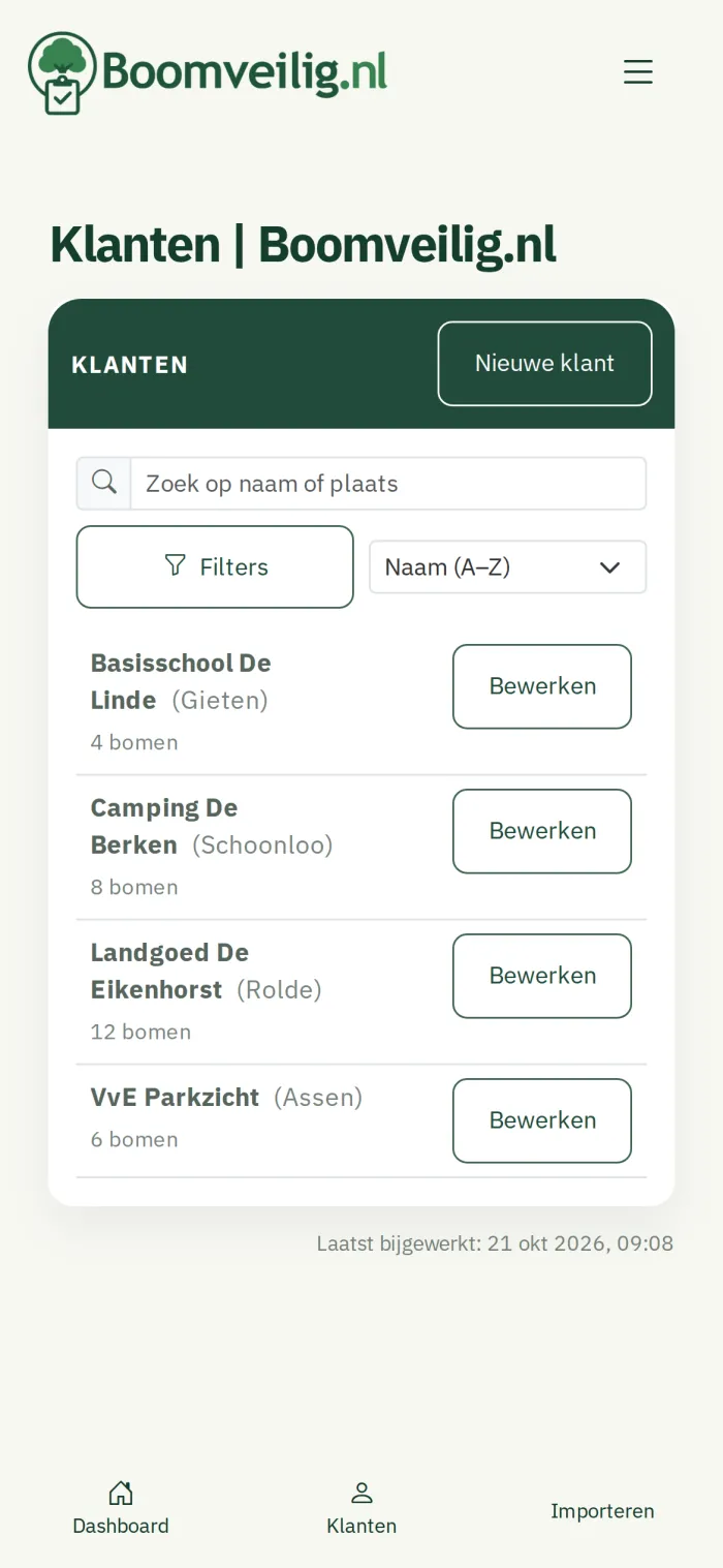Customer list on a phone