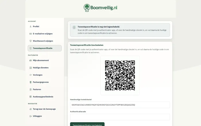 Setting up two-step verification in the account
